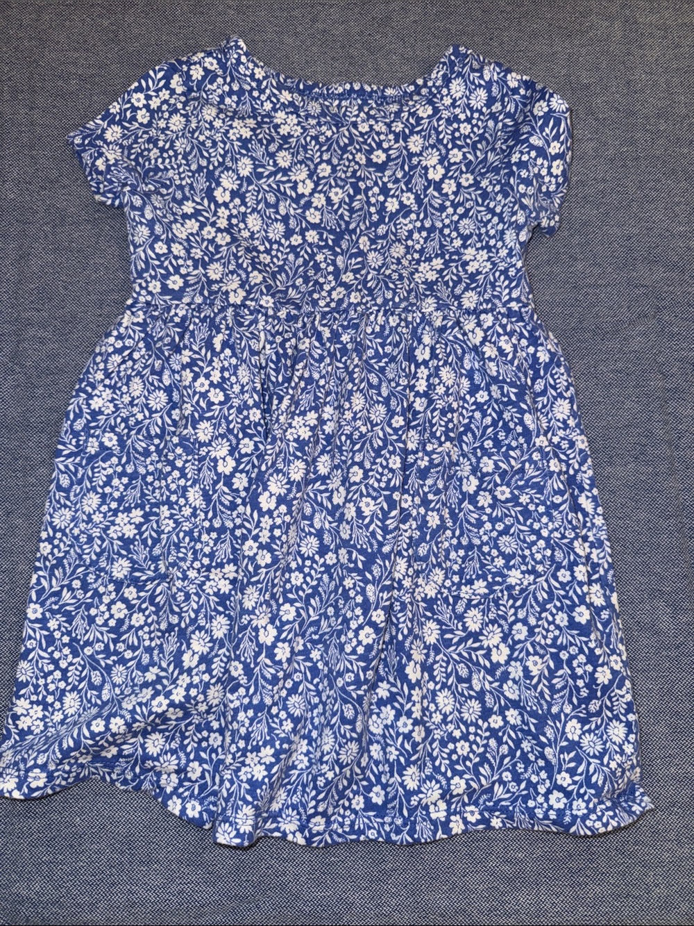 wonder nation Blue and White Floral Short Sleeve Dress